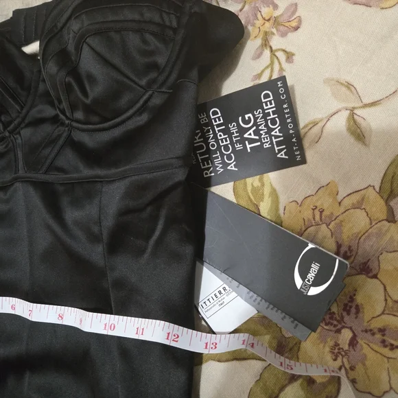 🔥NWT Roberto Cavalier Vintage Black Slinky Bustier Gown Maxi Dress 40 / 4 XS S - Picture 14 of 16